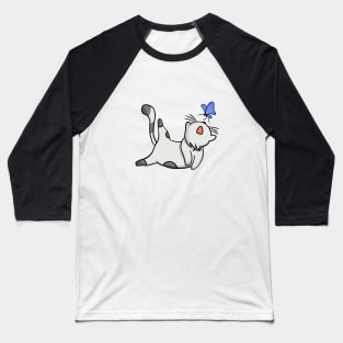 Cat and Butterfly Baseball T-Shirt